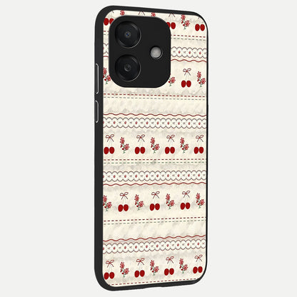  Cherry Bloom Charm back cover For Oppo A3x 5G slim fit glass case with vibrant aesthetic design