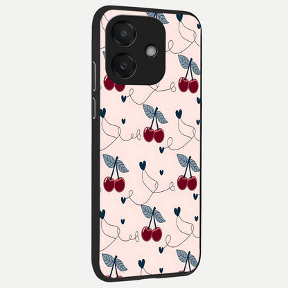  Cherry Heart Line back cover For Oppo A3x 5G slim fit glass case with vibrant aesthetic design