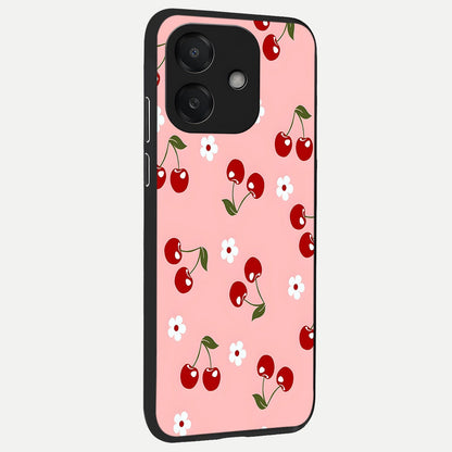 Cherry Love Mood back cover For Oppo A3x 5G slim fit glass case with vibrant aesthetic design