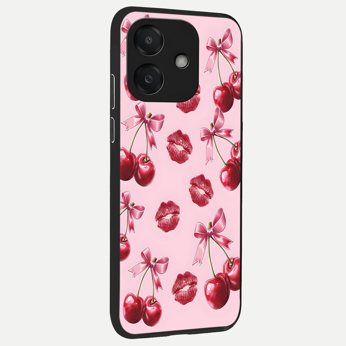  Cherry With Lips back cover For Oppo A3x 5G slim fit glass case with vibrant aesthetic design