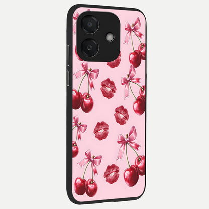  Cherry With Lips back cover For Oppo A3x 5G slim fit glass case with vibrant aesthetic design