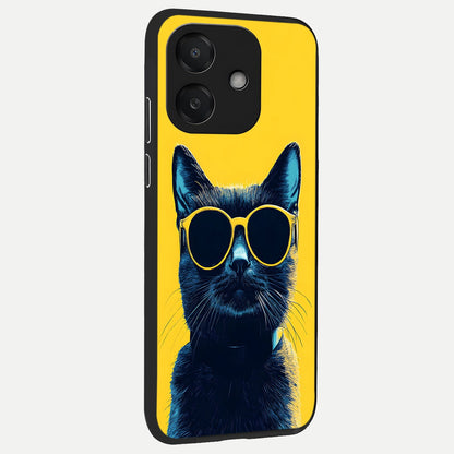  Cool Cat Vibes back cover For Oppo A3x 5G slim fit glass case with vibrant aesthetic design