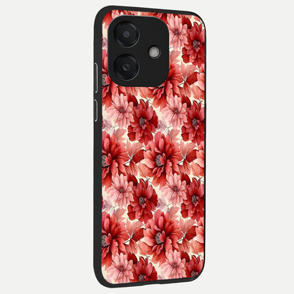  Crimson Love Petals back cover For Oppo A3x 5G slim fit glass case with vibrant aesthetic design
