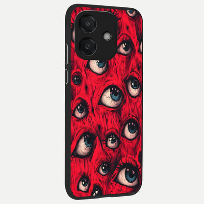  Crimson Watch Eyes back cover For Oppo A3x 5G slim fit glass case with vibrant aesthetic design