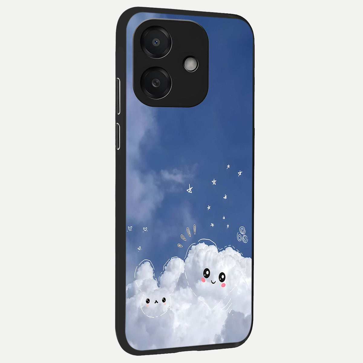  Cute Blossom Cloud back cover For Oppo A3x 5G slim fit glass case with vibrant aesthetic design