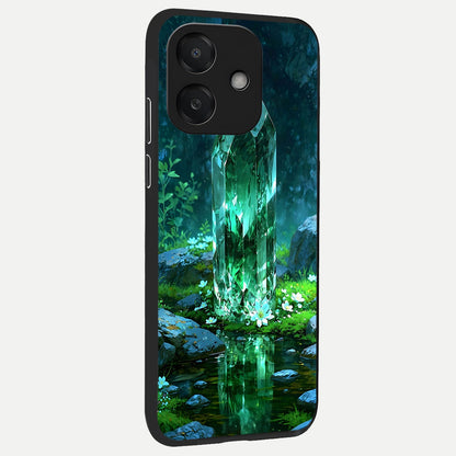  Emerald Light Crystal back cover For Oppo A3x 5G slim fit glass case with vibrant aesthetic design
