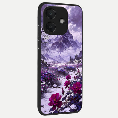  Flower Mountain View back cover For Oppo A3x 5G slim fit glass case with vibrant aesthetic design