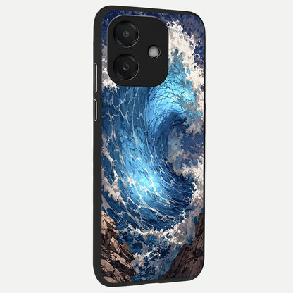  Giant Ocean Wave back cover For Oppo A3x 5G slim fit glass case with vibrant aesthetic design