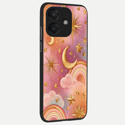  Golden Celestial Dreams back cover For Oppo A3x 5G slim fit glass case with vibrant aesthetic design