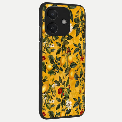  Golden Lemon Field back cover For Oppo A3x 5G slim fit glass case with vibrant aesthetic design