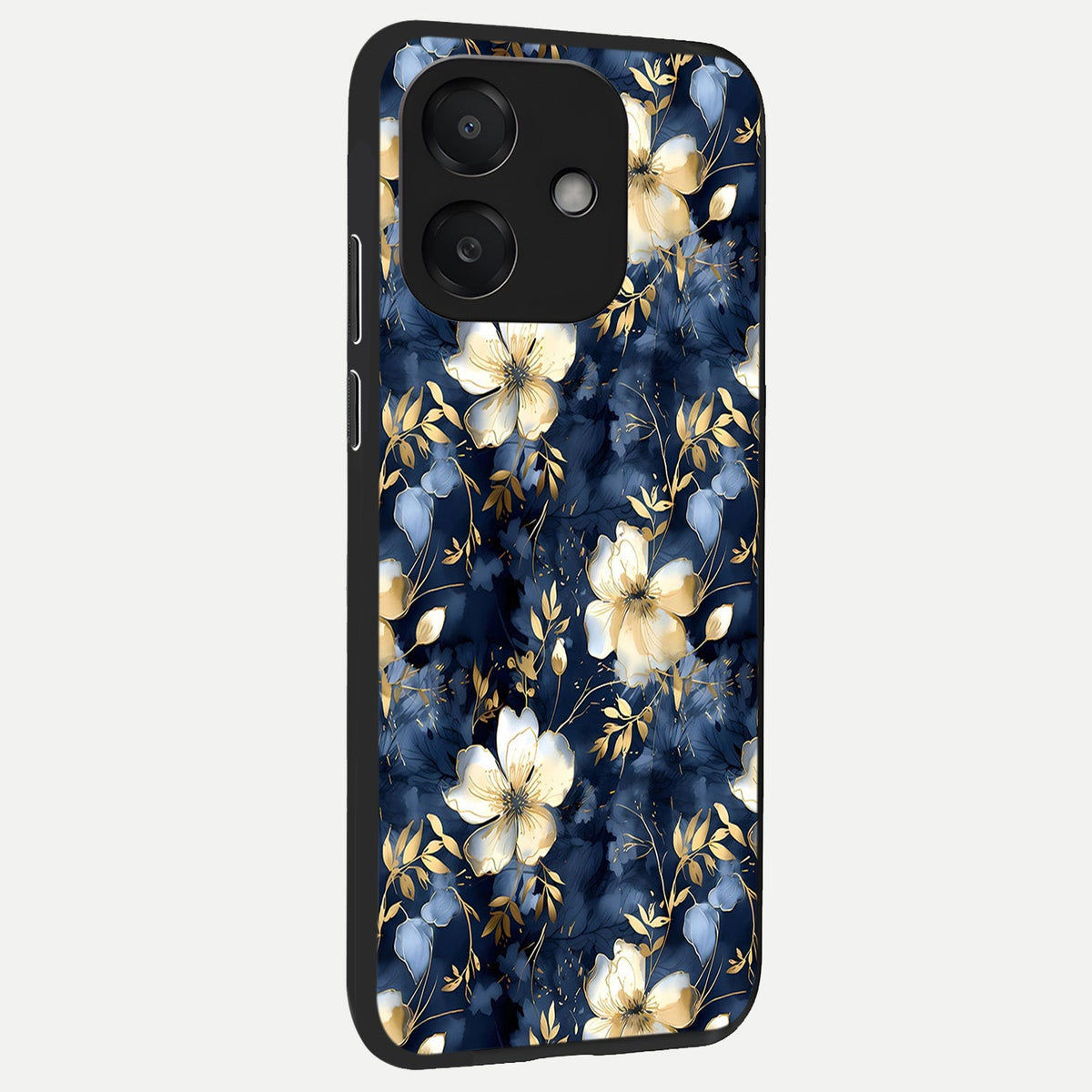  Golden Midnight Bloom back cover For Oppo A3x 5G slim fit glass case with vibrant aesthetic design