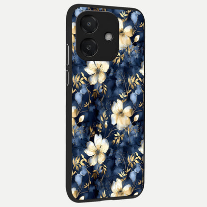  Golden Midnight Bloom back cover For Oppo A3x 5G slim fit glass case with vibrant aesthetic design