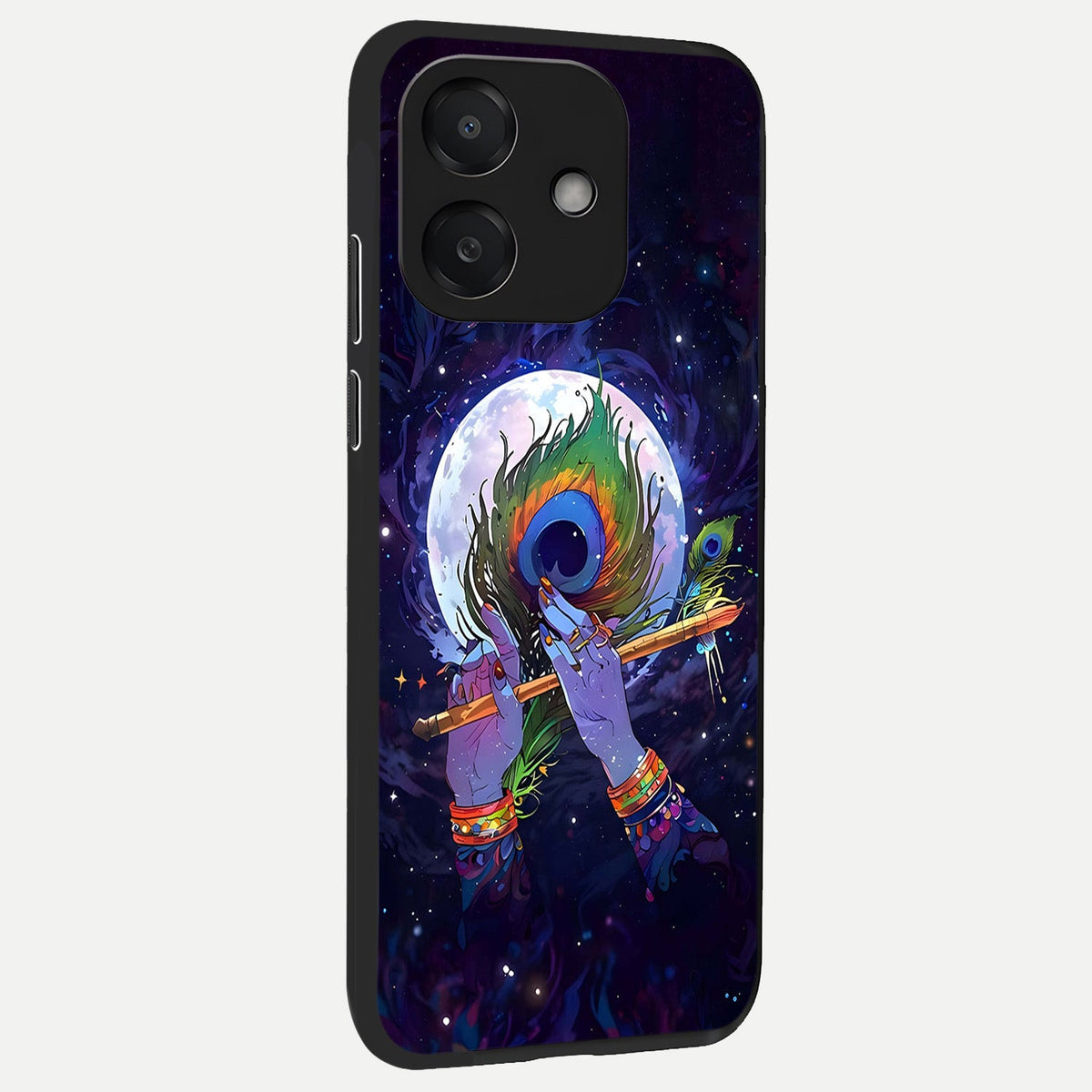  Krishna Hands Art back cover For Oppo A3x 5G slim fit glass case with vibrant aesthetic design