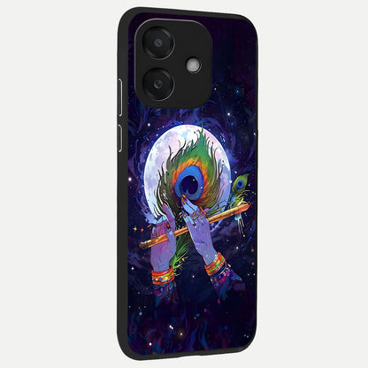  Krishna Hands Art back cover For Oppo A3x 5G slim fit glass case with vibrant aesthetic design