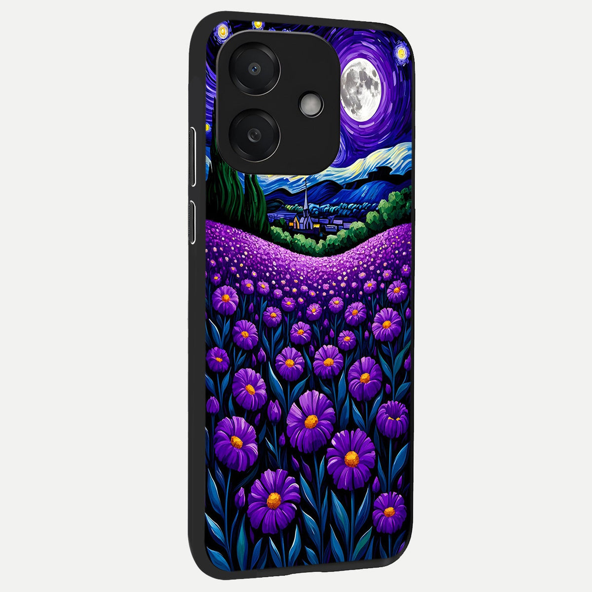  Lavender Moon Field back cover For Oppo A3x 5G slim fit glass case with vibrant aesthetic design