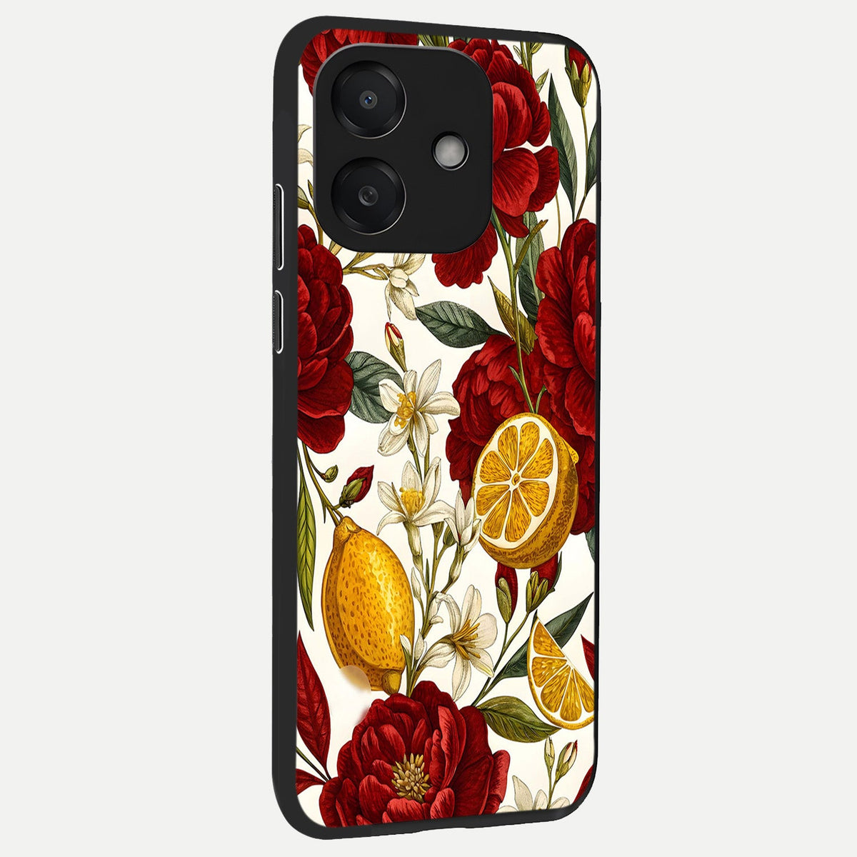  Lemon Rose Charm back cover For Oppo A3x 5G slim fit glass case with vibrant aesthetic design