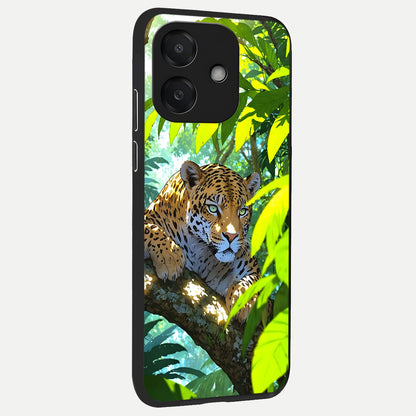  Leopard in Jungle back cover For Oppo A3x 5G slim fit glass case with vibrant aesthetic design
