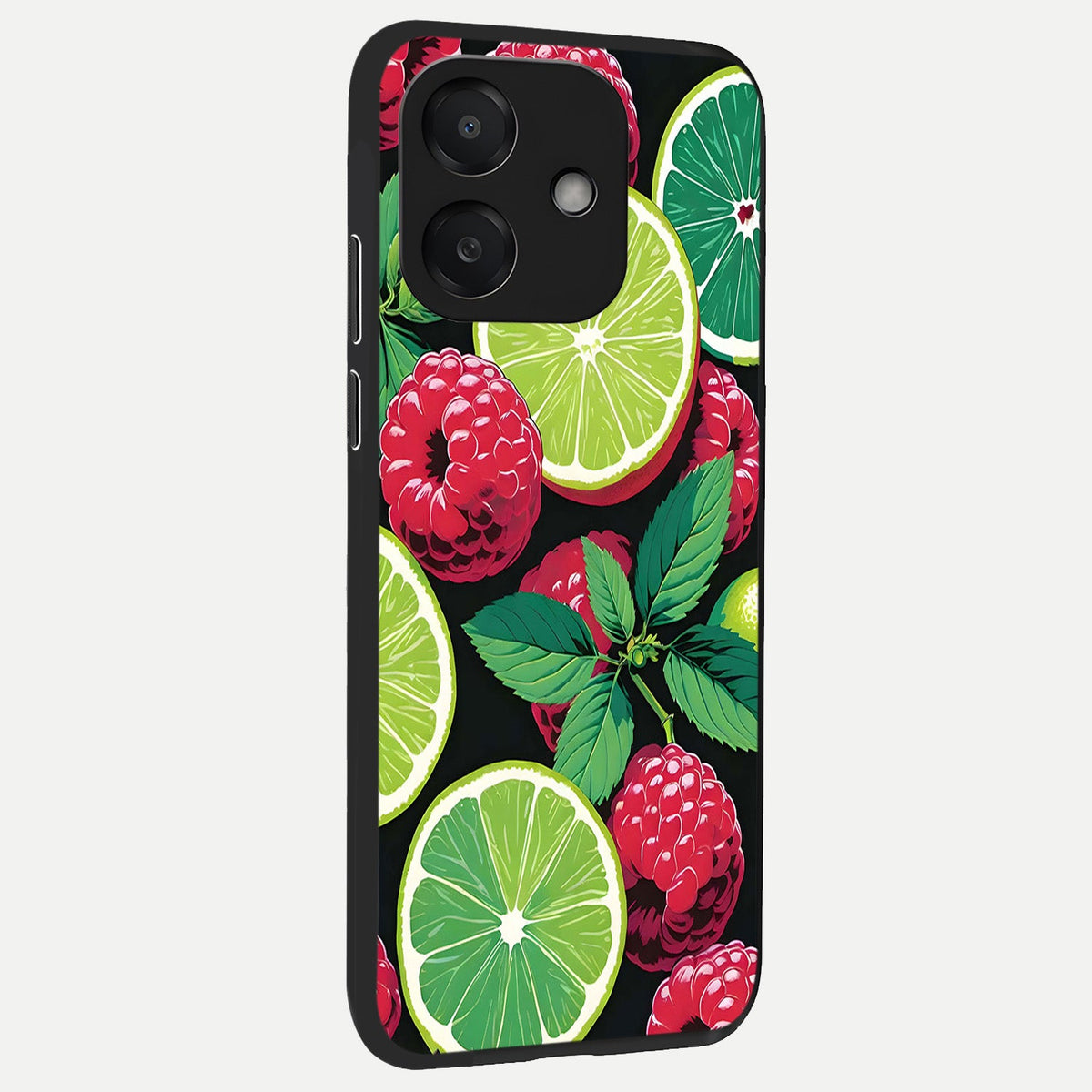  Lime and Raspberry Pattern back cover For Oppo A3x 5G slim fit glass case with vibrant aesthetic design
