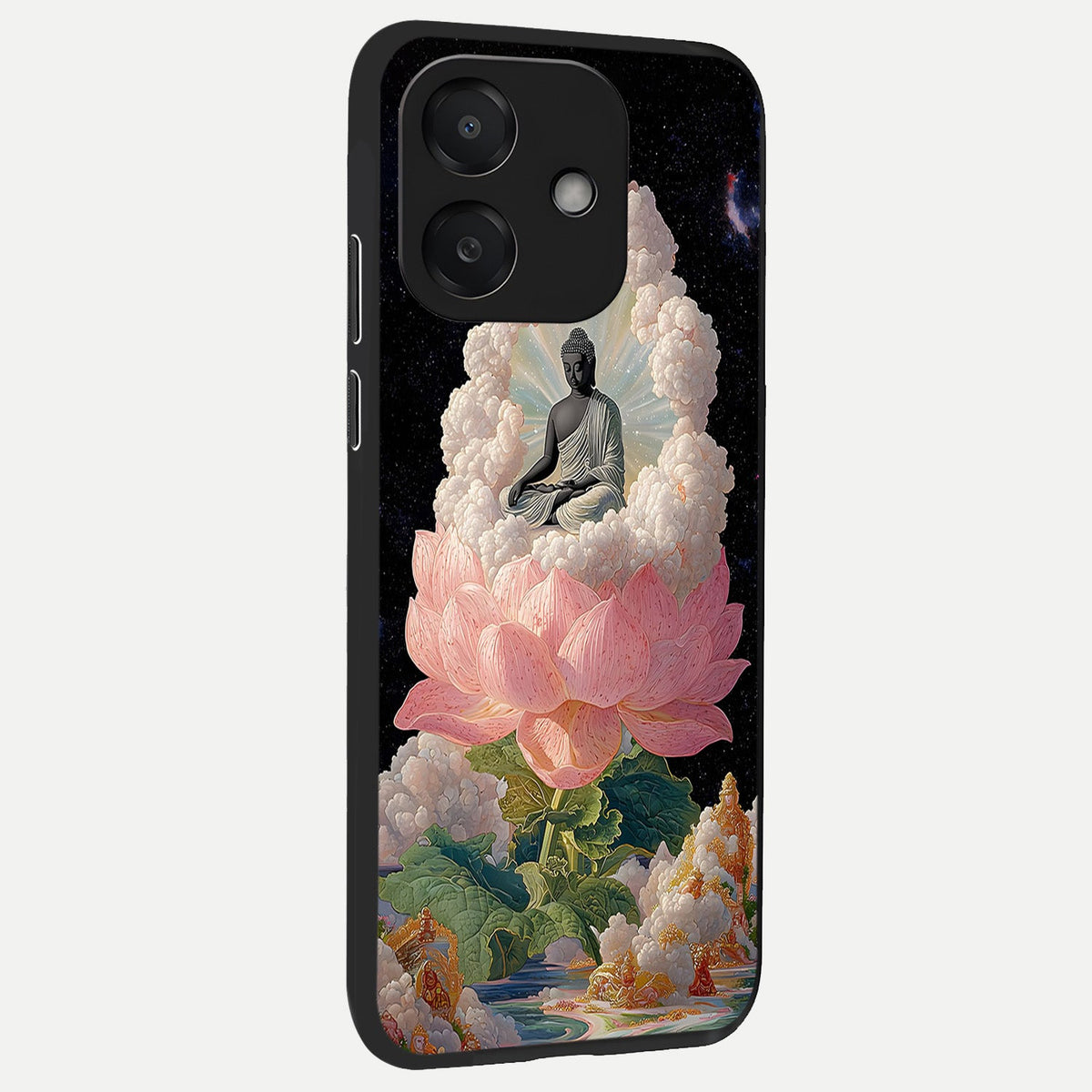  Lotus Divine Peace back cover For Oppo A3x 5G slim fit glass case with vibrant aesthetic design