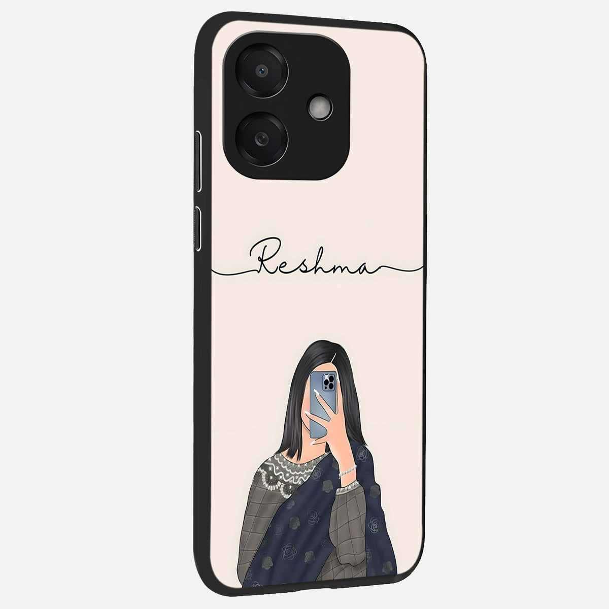  Mirror Mood Muse With Custom Name back cover For Oppo A3x 5G slim fit glass case with vibrant aesthetic design