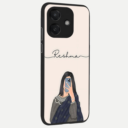  Mirror Mood Muse With Custom Name back cover For Oppo A3x 5G slim fit glass case with vibrant aesthetic design