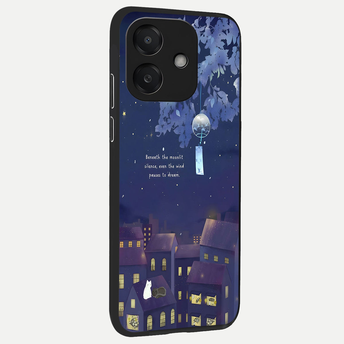  Moonlit Cat Silence back cover For Oppo A3x 5G slim fit glass case with vibrant aesthetic design
