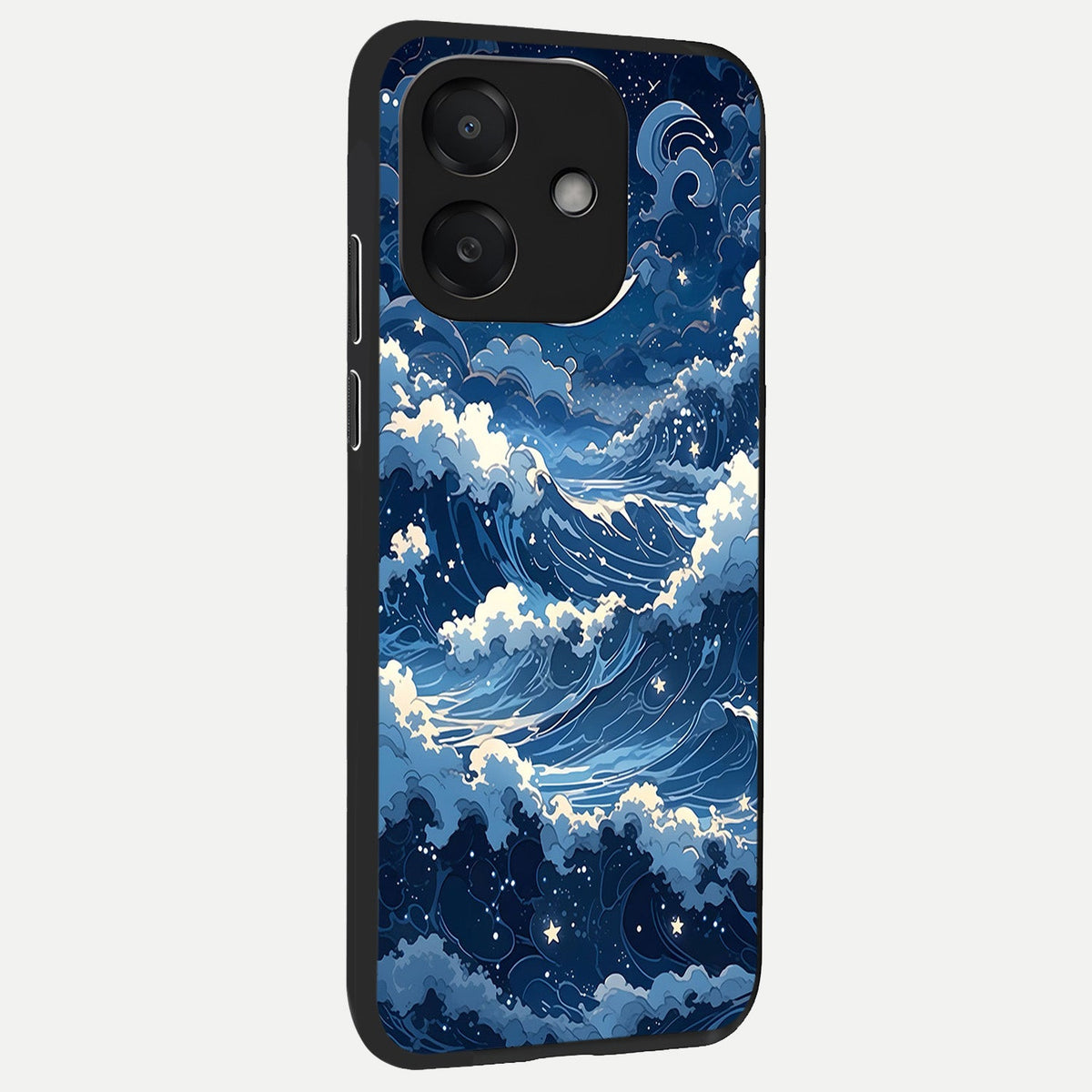  Ocean Moon Waves back cover For Oppo A3x 5G slim fit glass case with vibrant aesthetic design
