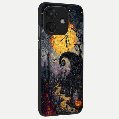  Pumpkin Moon Night back cover For Oppo A3x 5G slim fit glass case with vibrant aesthetic design