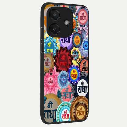  Radha Divine Bloom back cover For Oppo A3x 5G slim fit glass case with vibrant aesthetic design