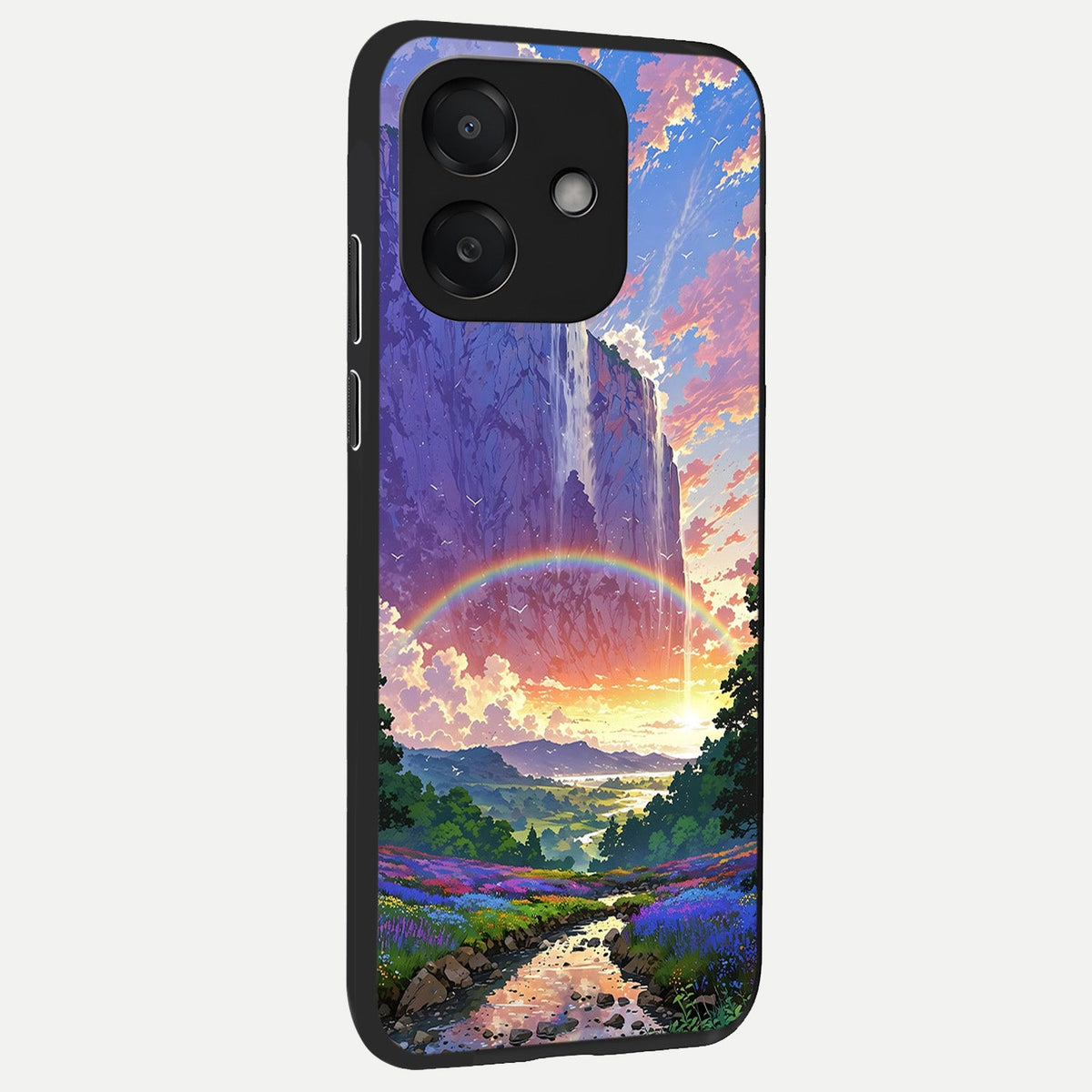  Rainbow Valley Dream back cover For Oppo A3x 5G slim fit glass case with vibrant aesthetic design