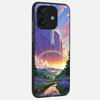  Rainbow Valley Dream back cover For Oppo A3x 5G slim fit glass case with vibrant aesthetic design
