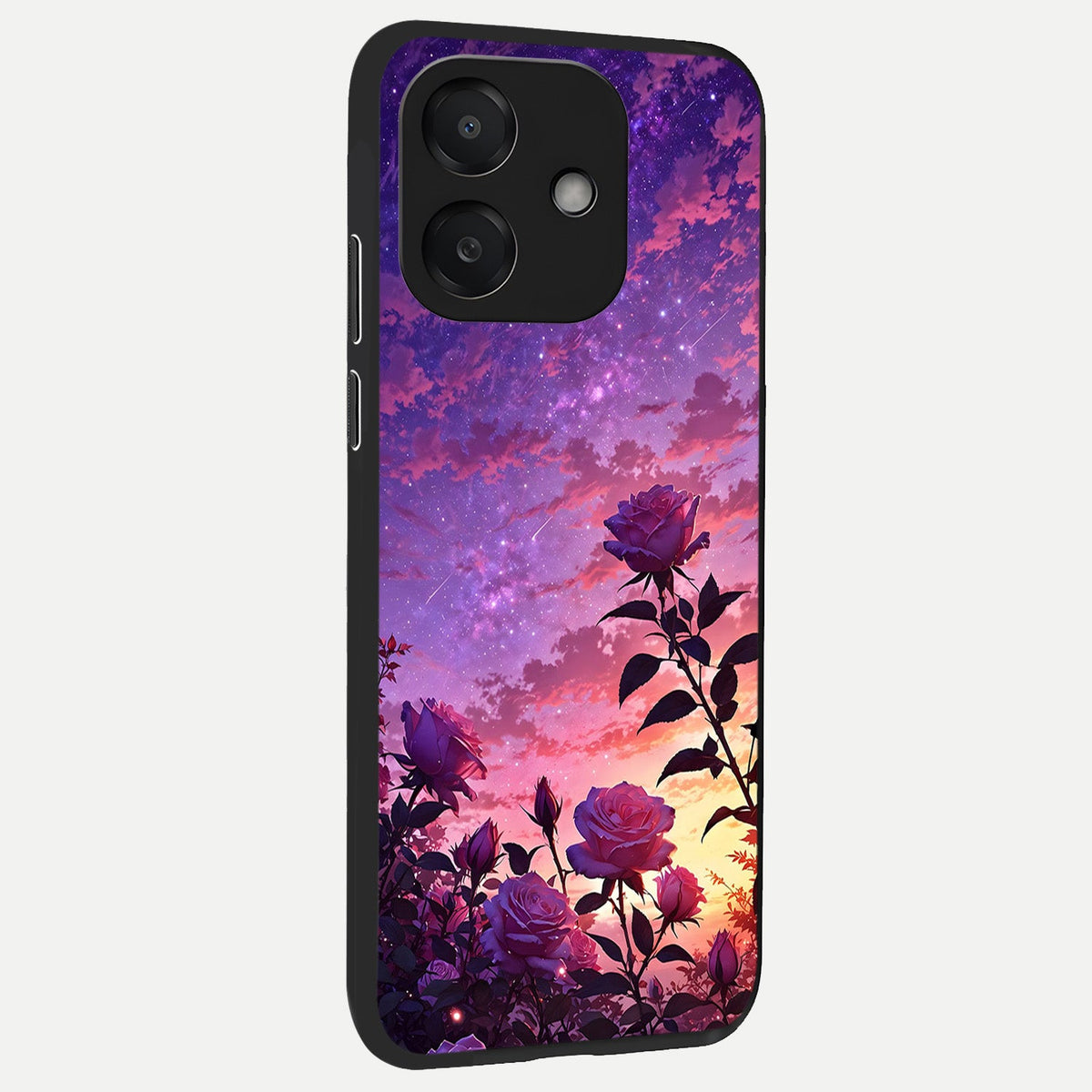  Starlit Rose Twilight back cover For Oppo A3x 5G slim fit glass case with vibrant aesthetic design