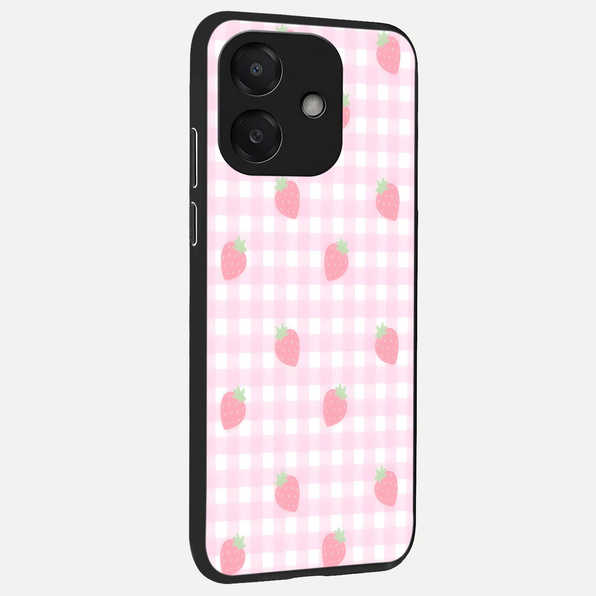  Strawberry Picnic Love back cover For Oppo A3x 5G slim fit glass case with vibrant aesthetic design