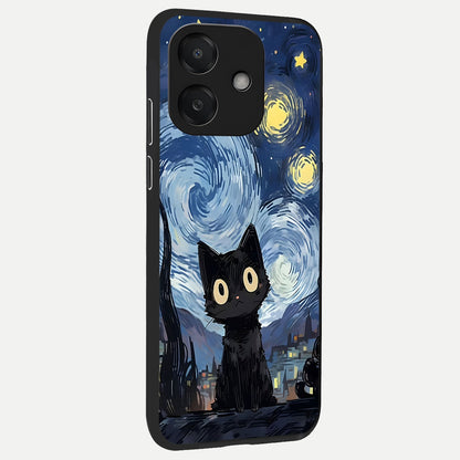  Van Gogh Cat back cover For Oppo A3x 5G slim fit glass case with vibrant aesthetic design
