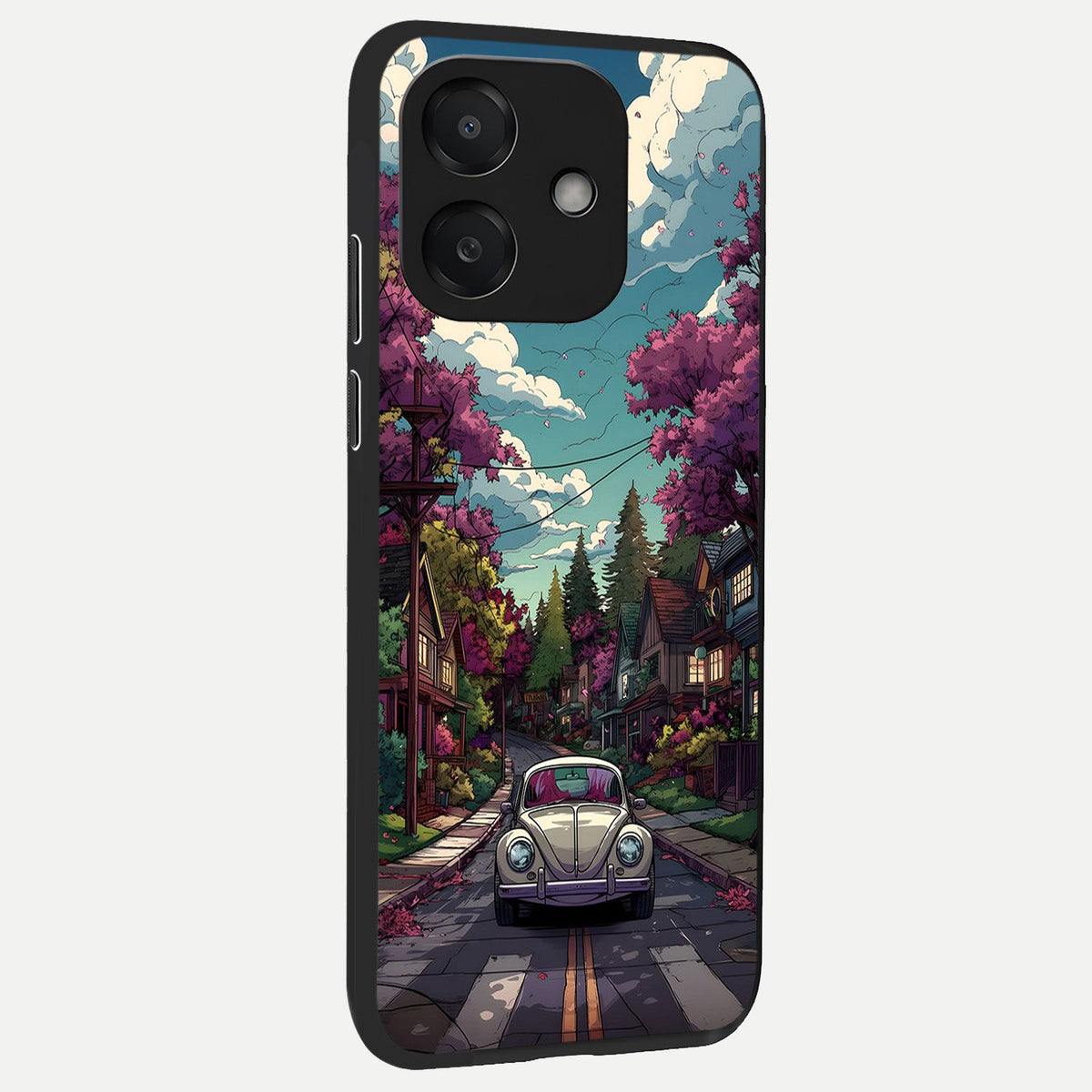  Vintage Street Drive back cover For Oppo A3x 5G slim fit glass case with vibrant aesthetic design