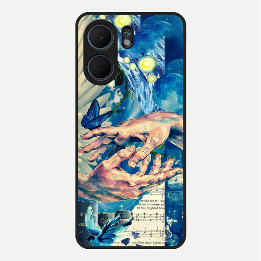  Aesthetic Divider Glass Case For Oppo A5x 5G back cover – full design glossy printed glass finish