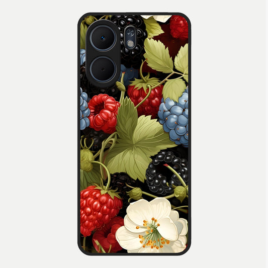  Berry Bloom Charm Glass Case For Oppo A5x 5G back cover – full design glossy printed glass finish