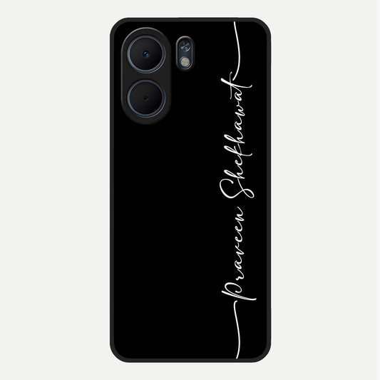  Black Tune Custom Name Glass Case For Oppo A5x 5G back cover – full design glossy printed glass finish