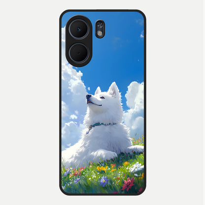  Blissful Cloud Pup Glass Case For Oppo A5x 5G back cover – full design glossy printed glass finish