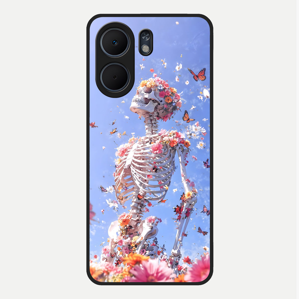  Bloom Beyond Bones Glass Case For Oppo A5x 5G back cover – full design glossy printed glass finish