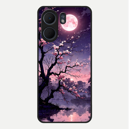  Blossom Pink Moon Glass Case For Oppo A5x 5G back cover – full design glossy printed glass finish