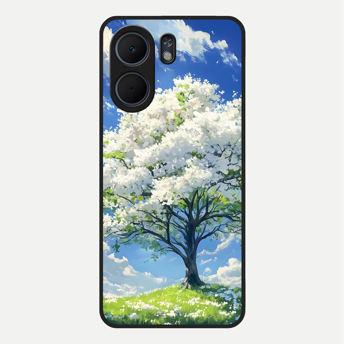 Blossom Sky Serenity Glass Case For Oppo A5x 5G back cover – full design glossy printed glass finish
