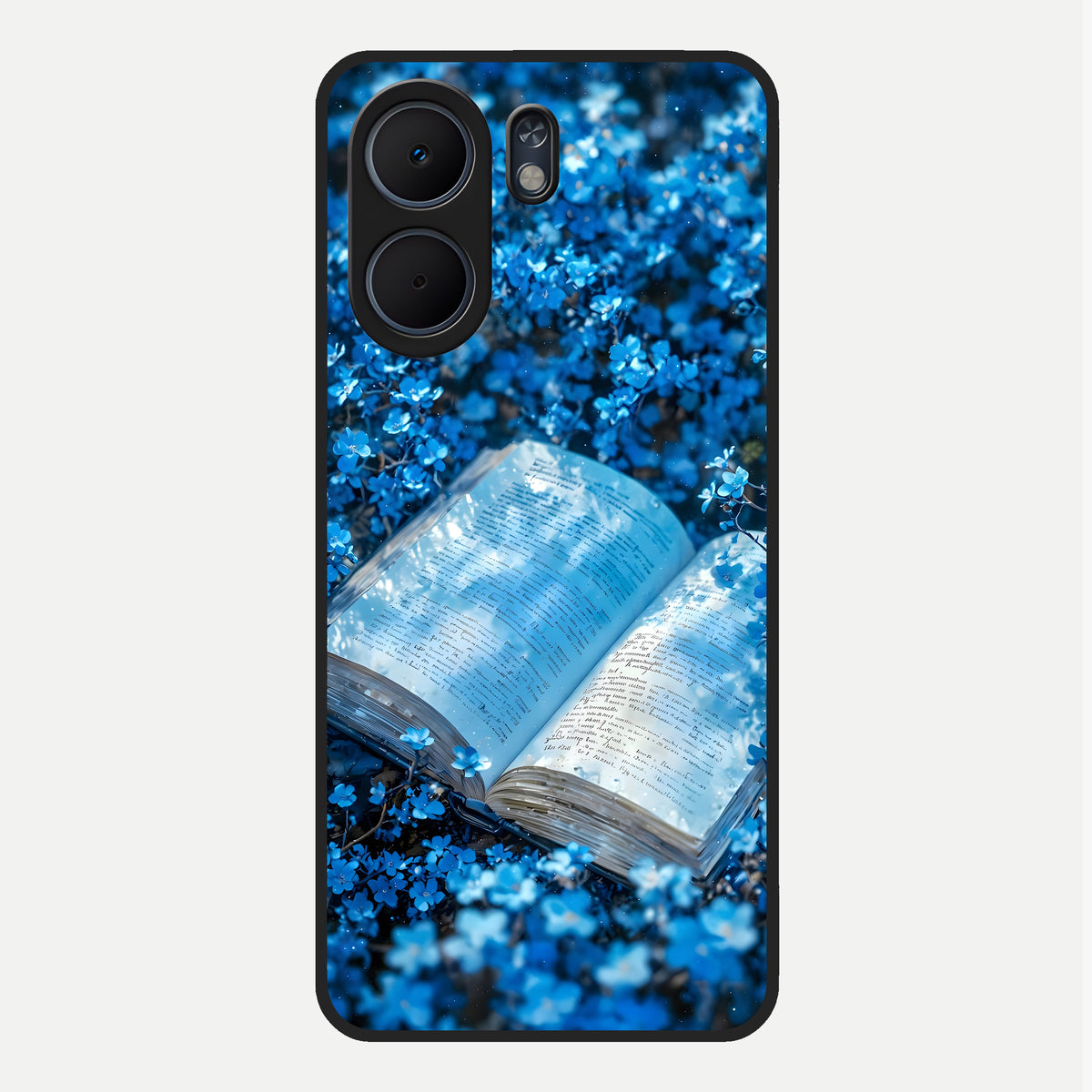  Blue Bloom Tales Glass Case For Oppo A5x 5G back cover – full design glossy printed glass finish