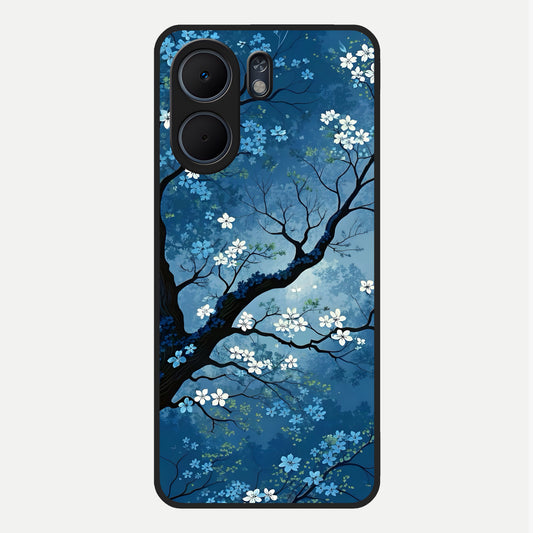  Blue Tree Serenity Glass Case For Oppo A5x 5G back cover – full design glossy printed glass finish