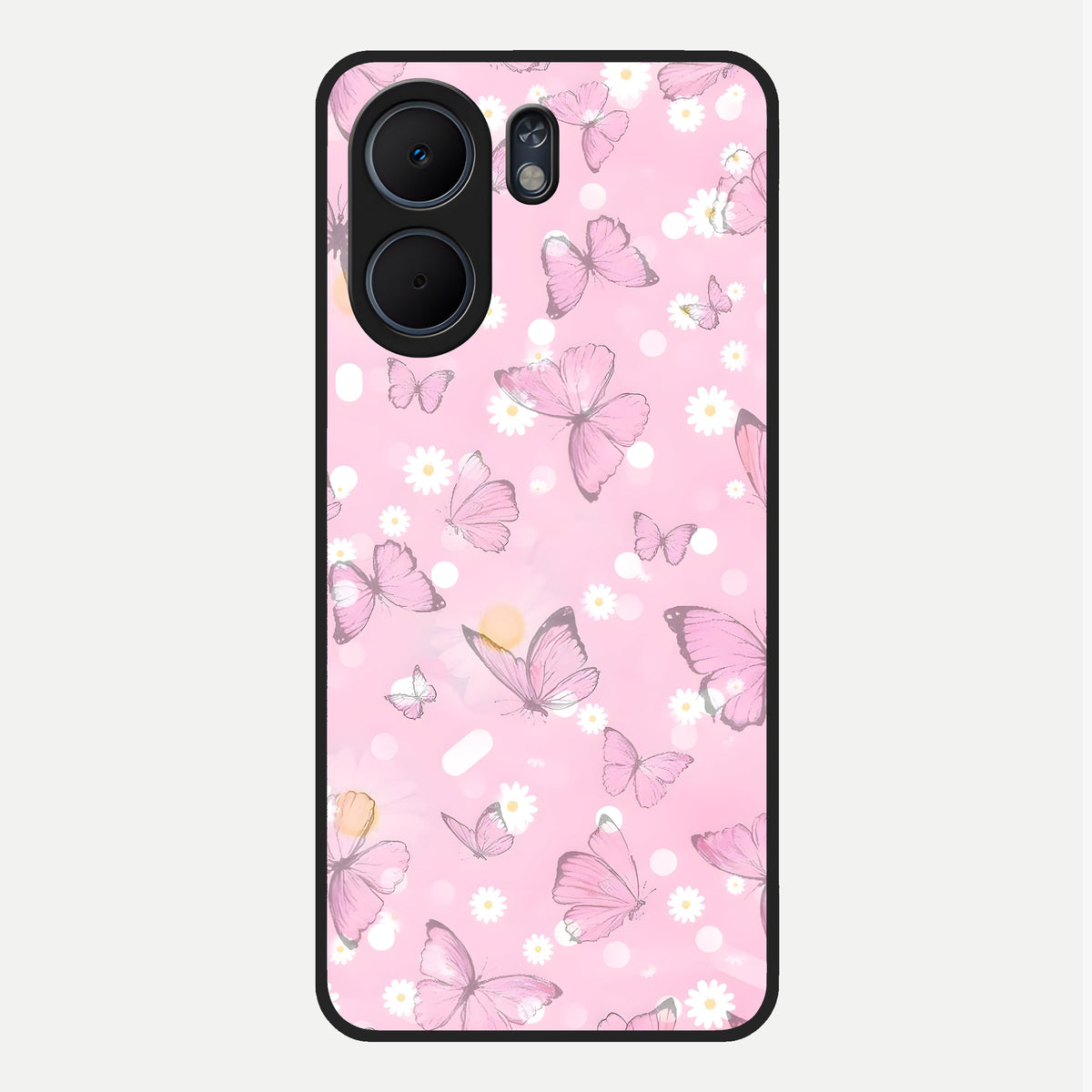  Blush Butterfly Garden Glass Case For Oppo A5x 5G back cover – full design glossy printed glass finish