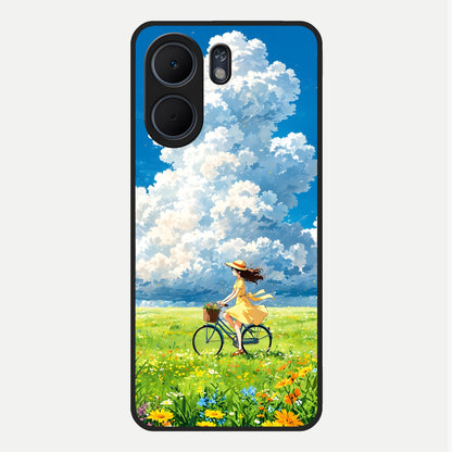  Breezy Meadow Ride Glass Case For Oppo A5x 5G back cover – full design glossy printed glass finish