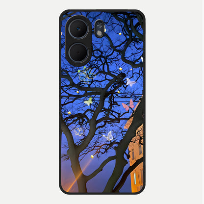  Butterfly Night Magic Glass Case For Oppo A5x 5G back cover – full design glossy printed glass finish