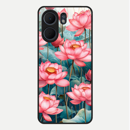  Celestial Pink Lotus Glass Case For Oppo A5x 5G back cover – full design glossy printed glass finish