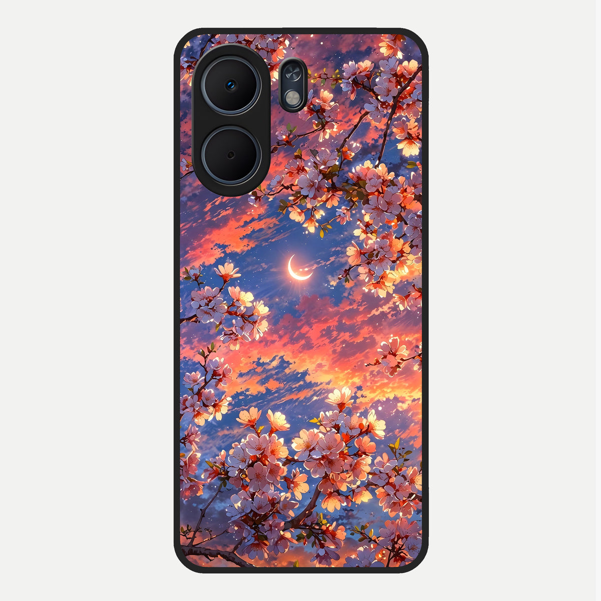 Celestial Sakura Sunset Glass Case For Oppo A5x 5G back cover – full design glossy printed glass finish