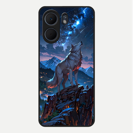  Celestial Wolf Howl Glass Case For Oppo A5x 5G back cover – full design glossy printed glass finish